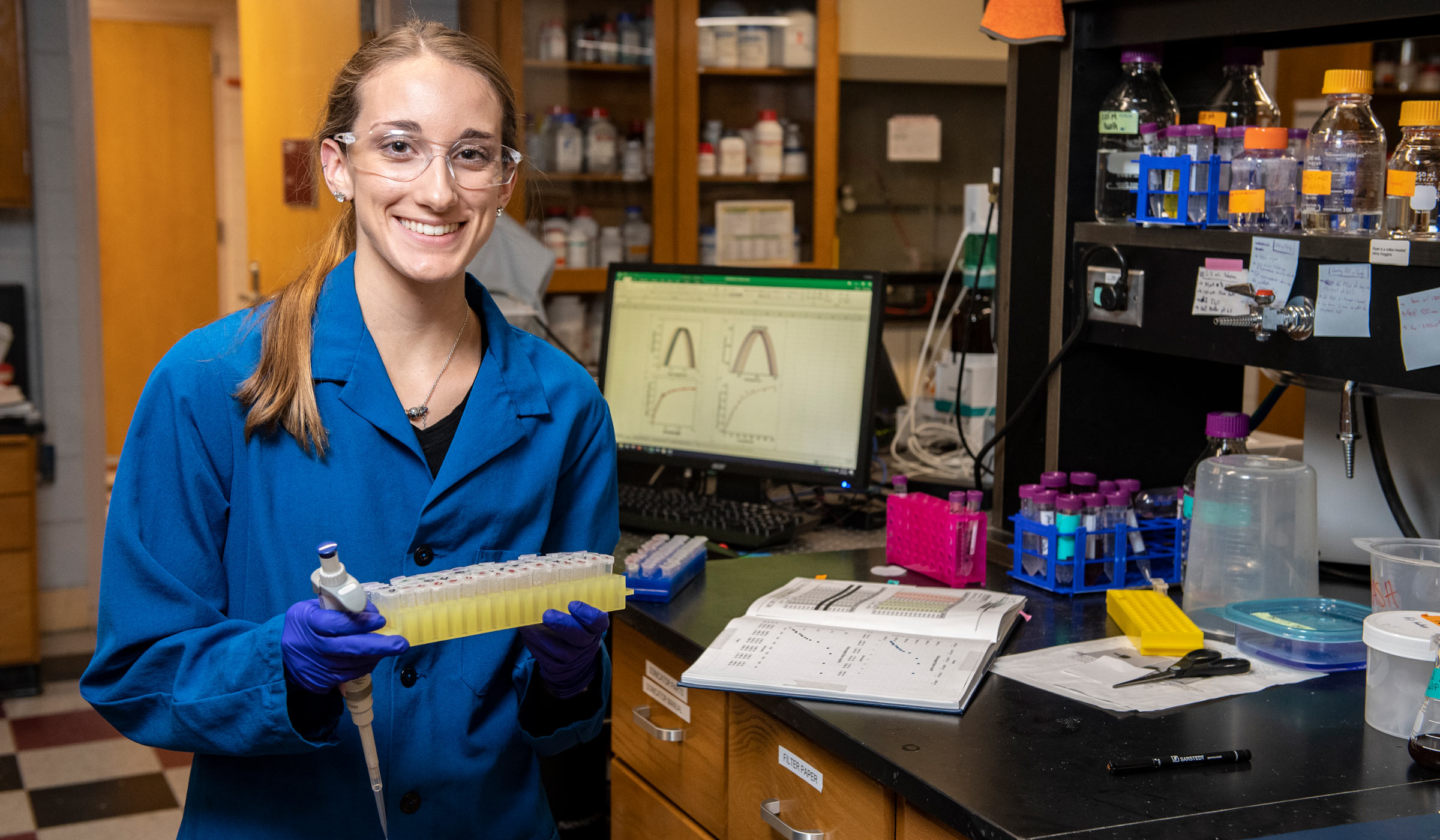 Emily Chappell, pictured in a research lab.