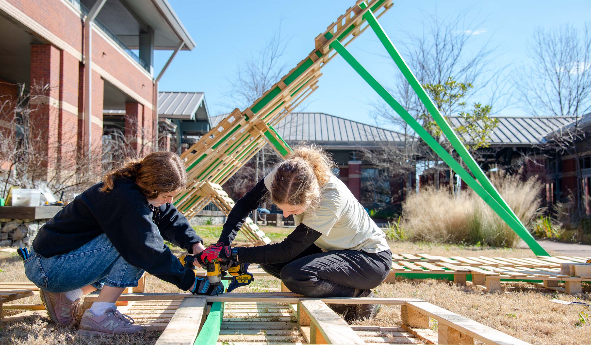 Students working on a Palette Art Installation