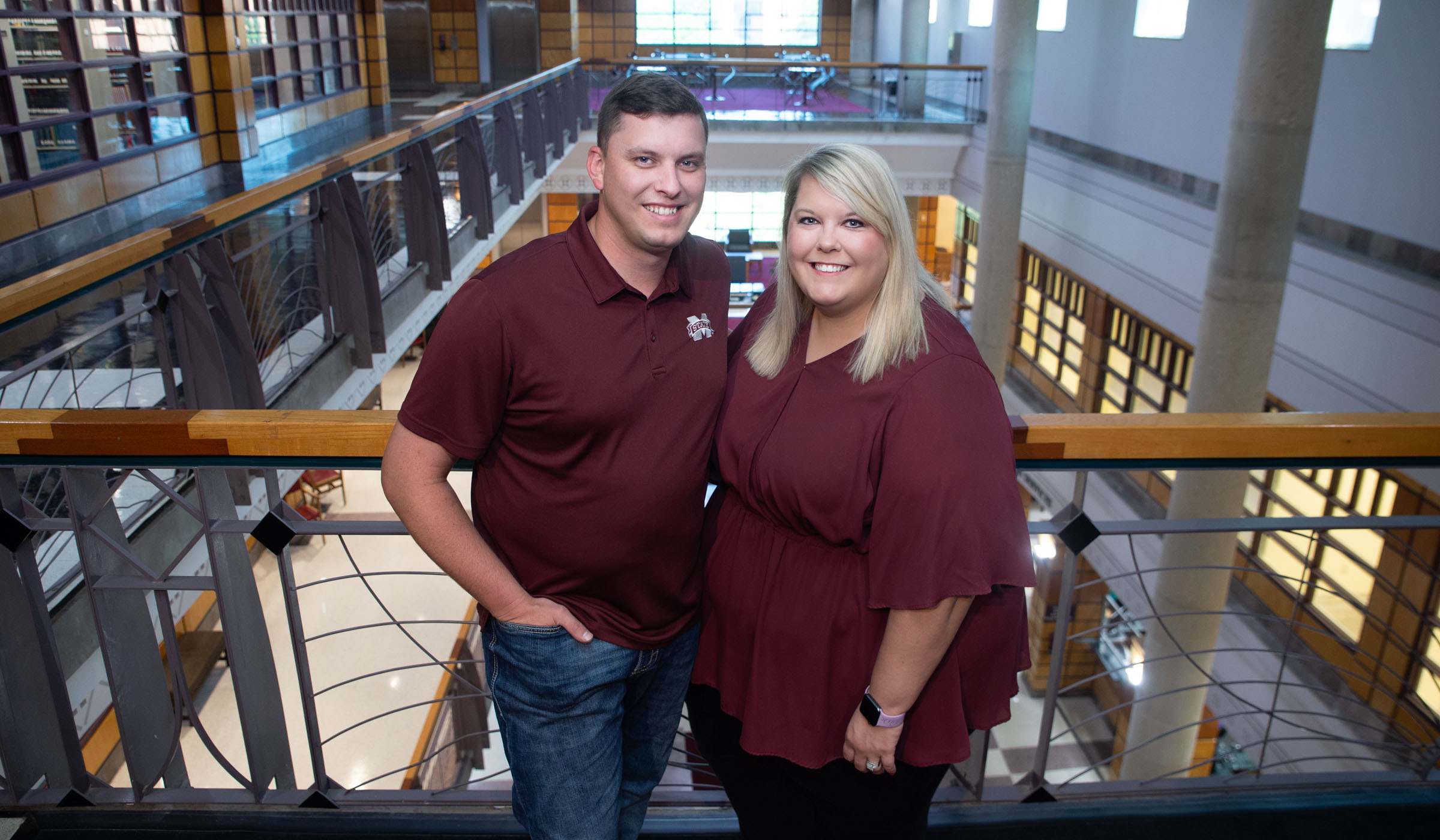 Bruce and Stephanie Childress, pictured inside MSU&#039;s Mitchell Memorial Library