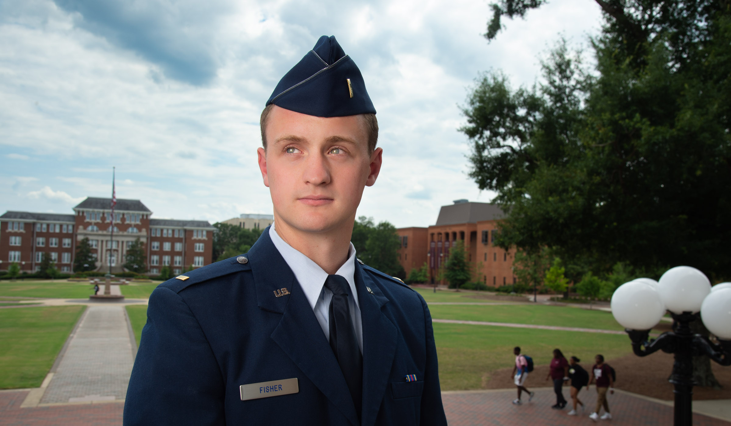 Rohan Fisher, pictured on the Drill Field in his Air Force ROTC uniform