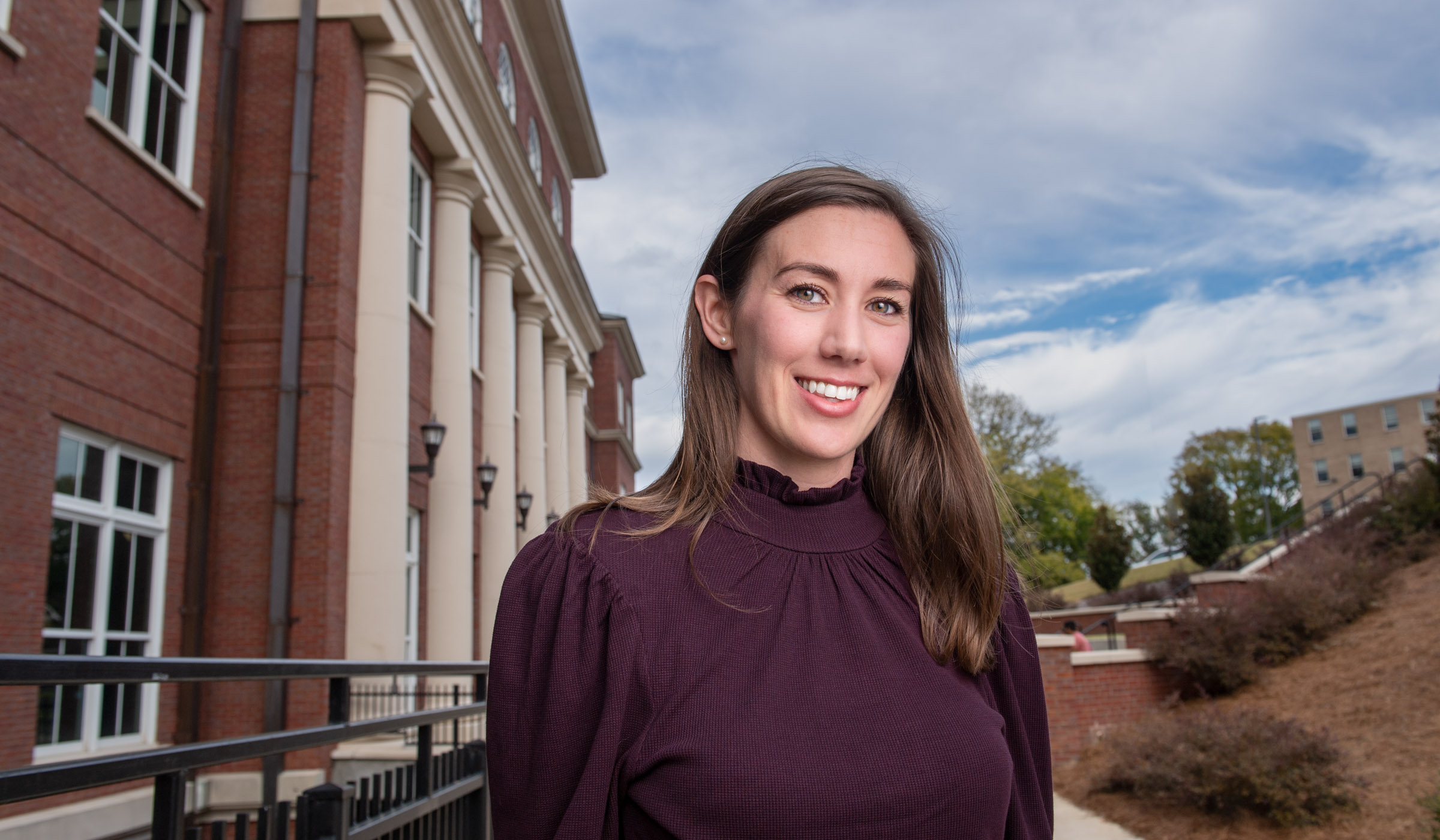 Chelsey Vincent, pictured in front of the Old Main Academic Center