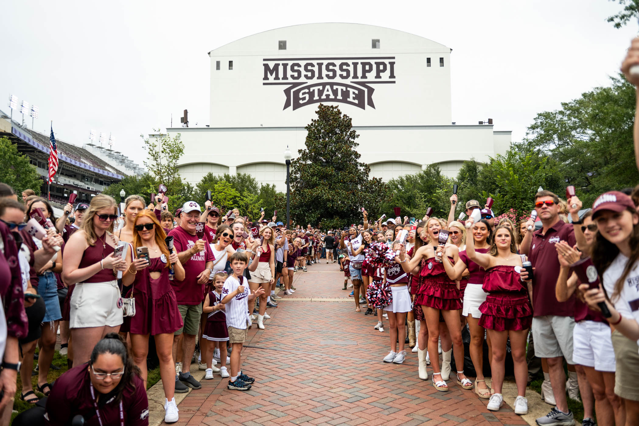 Fans gather together in the Junction for football festivities before packing out Davis Wade Stadium at the first Saturday in Starkvegas of the year. 