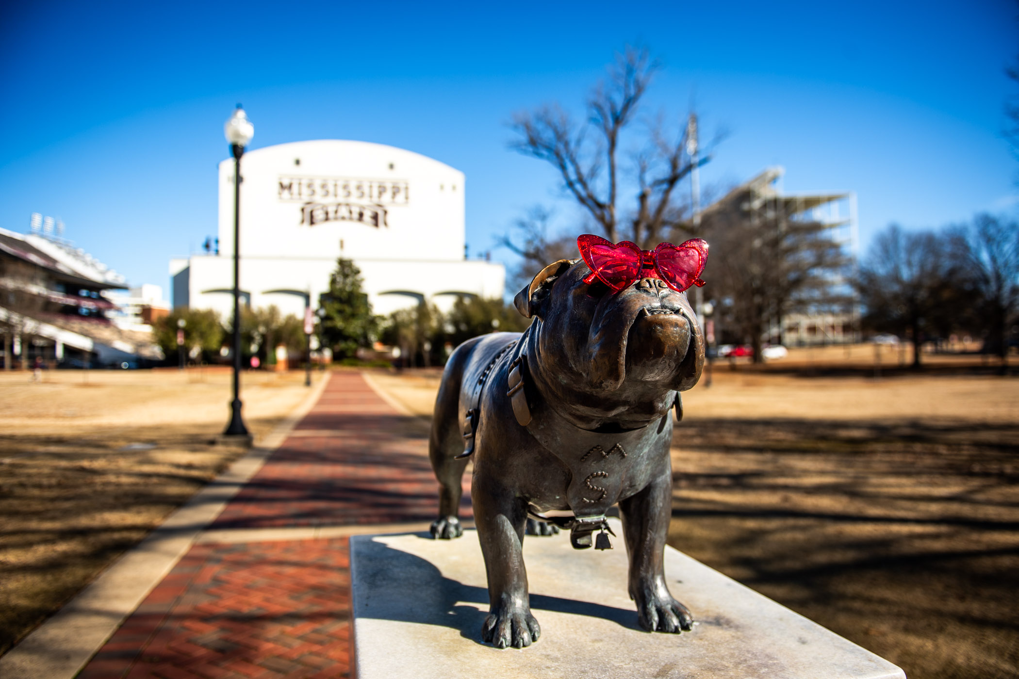The Junction&#039;s famous Bully statue sports a pair of heart shaped sunglasses for Valentine&#039;s Day
