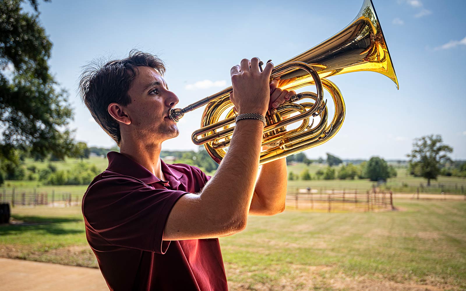 Wynn Oakley plays a french horn