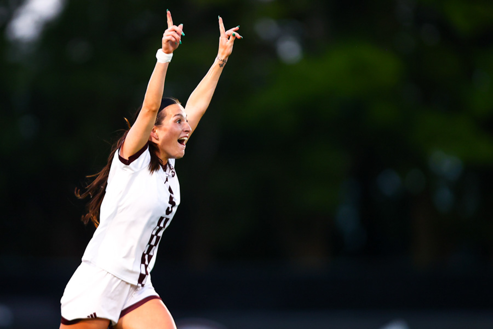 Allie Perry, Midfielder from Frisco, Texas celebrates win against No. 11 Texas In SEC Home Opener.