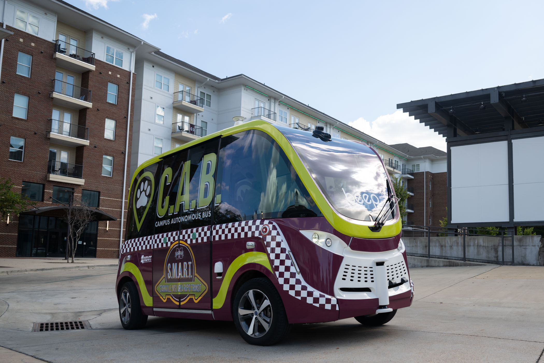 Beep electric-autonomous shuttle system has arrived on campus. Two Beep shuttles, which will seat up to 11 passengers, including an in-person attendant, will hold testing and training runs the week of Sept. 23 before officially beginning routes.