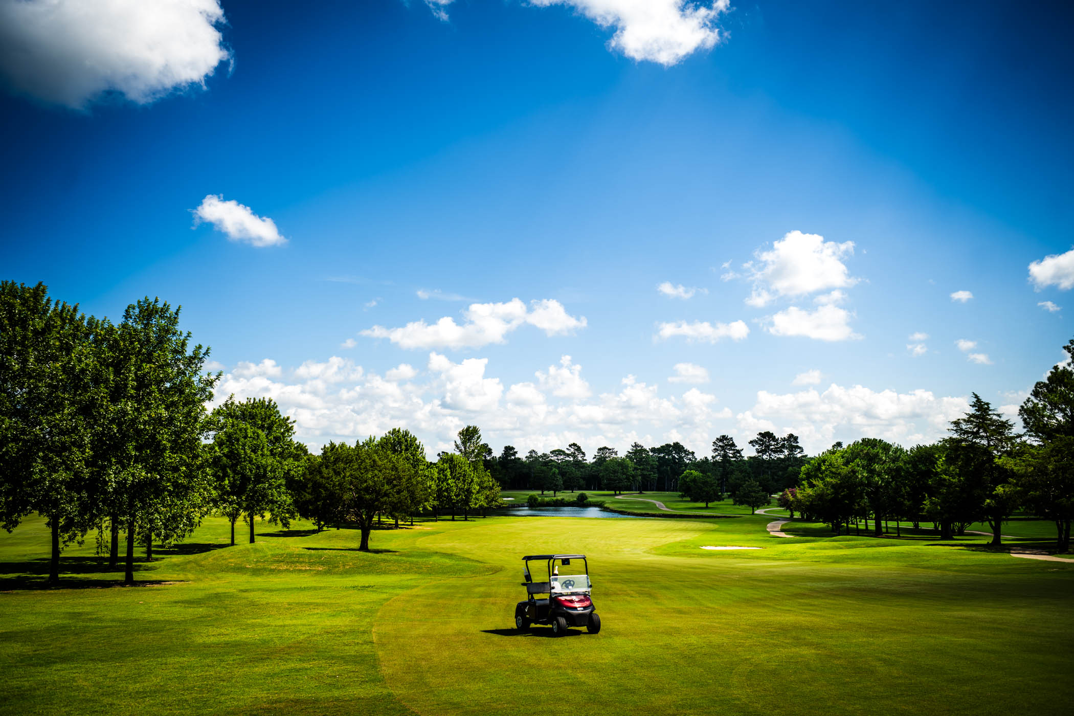 One of MSU&#039;s new golf carts sits in the center of the fairway under a bright mid morning sky on Tuesday [July 22]. These new carts better serve Starkville&#039;s community of golfers as they take on 18 holes at one of the SEC&#039;s most prestigious courses. 