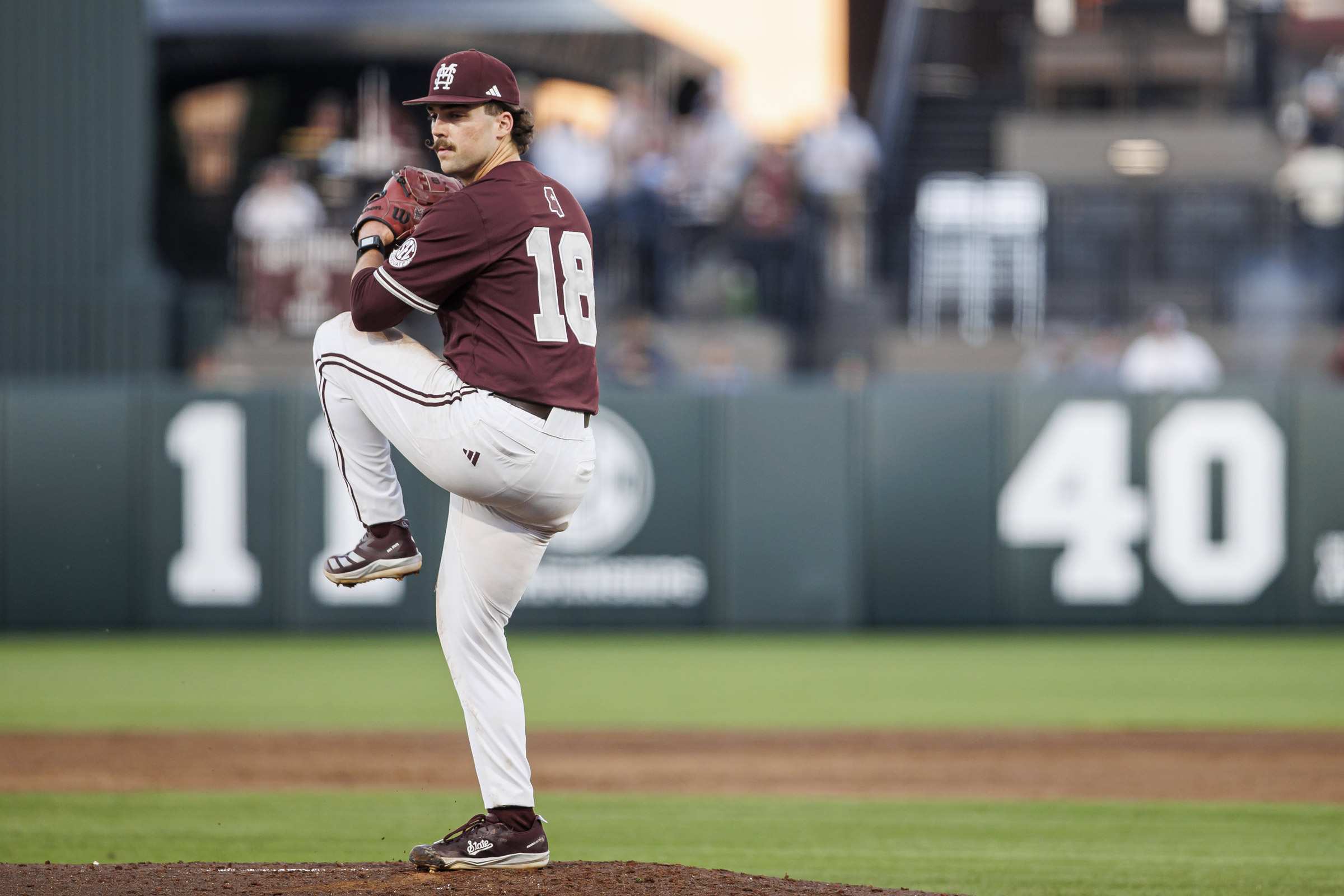 Bulldog baseball player pitching