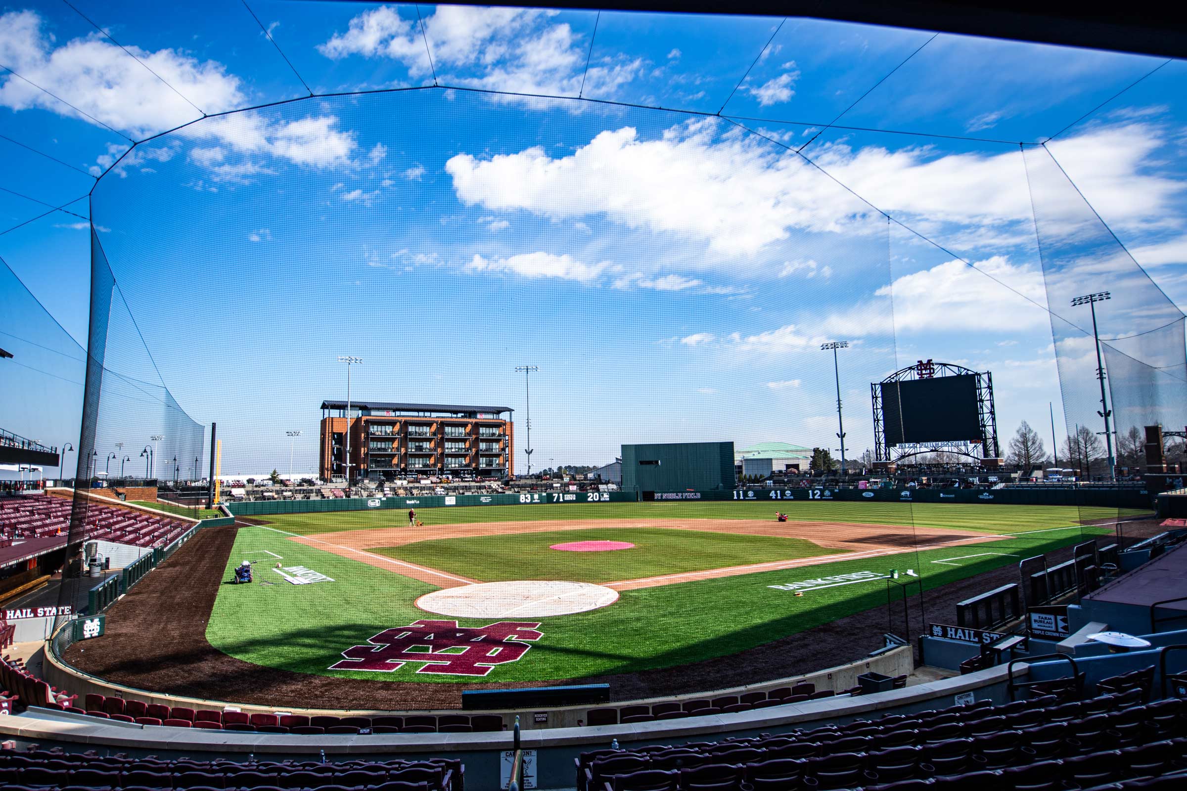 Athletics staff at Dudy Noble Field make final preparations ahead of MSU's 2026 baseball season opener on Wednesday [Feb 11]. Grounds crew members spent the week grooming the infield, striping the outfield and ensuring every detail meets game-day standards at the facility widely known as the “Carnegie Hall of College Baseball.” The season opener against Hofstra brings fans back to The Dude tomorrow to begin another spring of Diamond Dawg baseball in one of the nation’s premier college baseball atmospheres.
