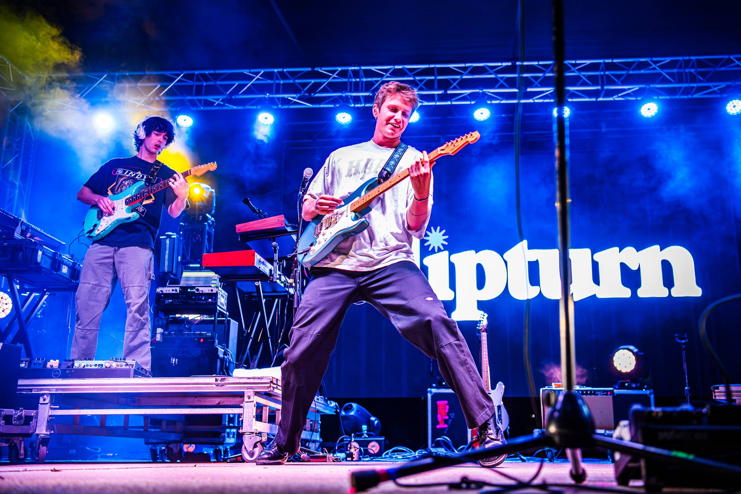 Indie rock band Flipturn headlines Old Main Music Festival Friday night, [Apr 17] bringing a dynamic close to the annual spring tradition at MSU's Amphitheater. Hosted by Music Maker Productions, the daylong event featured a diverse lineup of live performances, including sets by Grace Bowers and Colony House, drawing students and visitors together for an evening of music and community. 