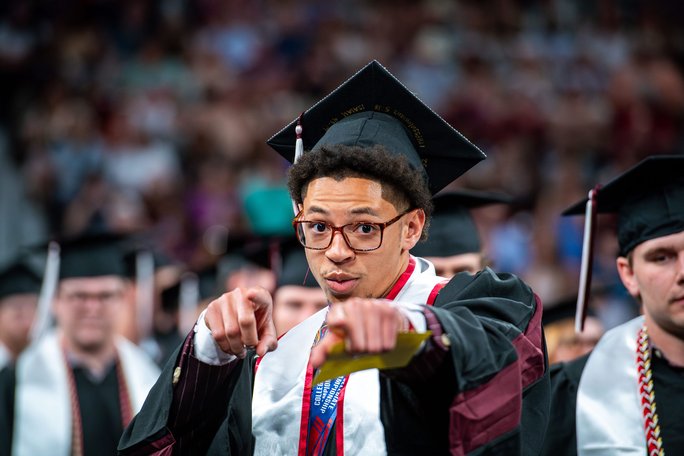 Andric “Spiffy” Knott, an Electrical Engineering graduate and former Bully mascot, brings a little Bulldog spirit for the last time to Friday afternoon’s [May 15] spring commencement ceremony inside Humphrey Coliseum. Nearly 4,000 graduates were honored this week as Mississippi State celebrated the Class of 2026 across ceremonies in Starkville and Meridian campuses, and were welcomed into the Alumni family.
