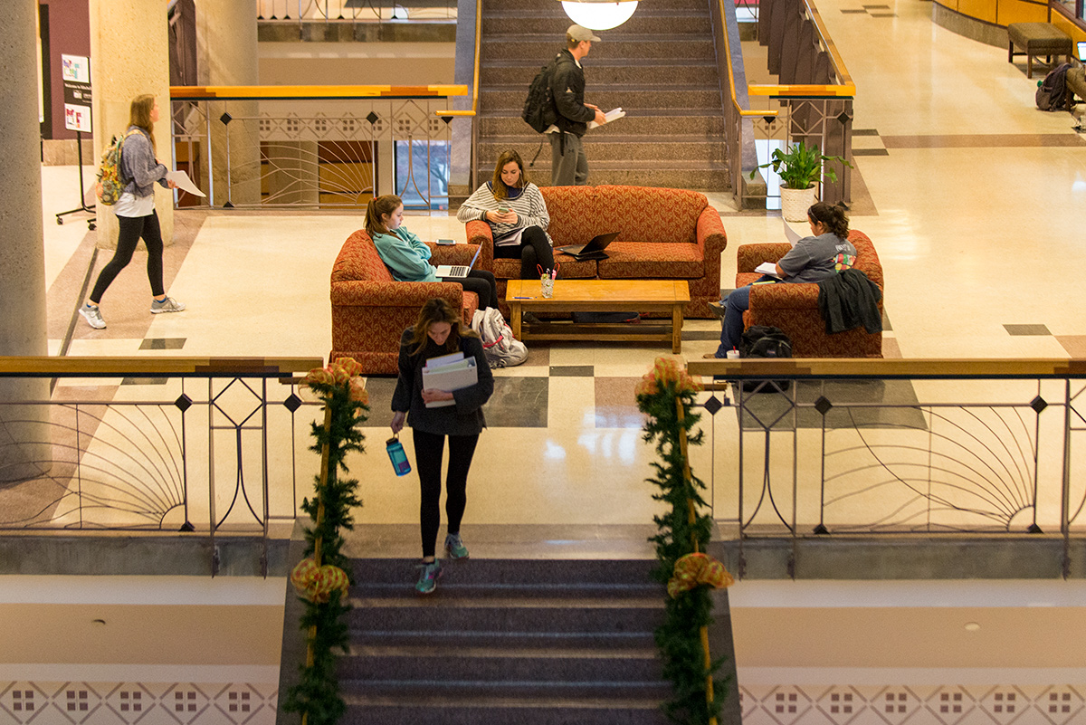 Students preparing for their finals in the Mitchell library