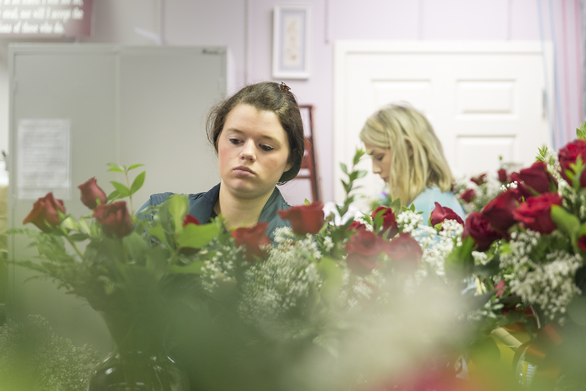 Florist shop making bouquets