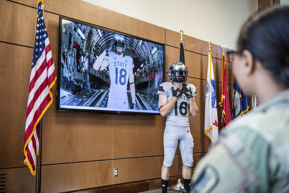 MSU Athletics unveils their new football uniforms honoring G.V. &amp;quot;Sonny&amp;quot; Montgomery at the Nusz Hall Center for Americas Veterans