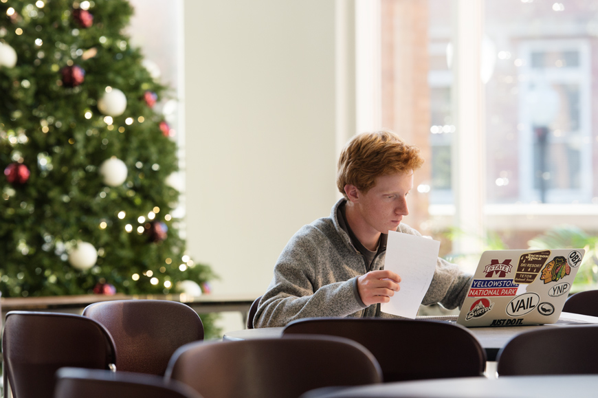 Studying for December Finals - McCool Hall Atrium