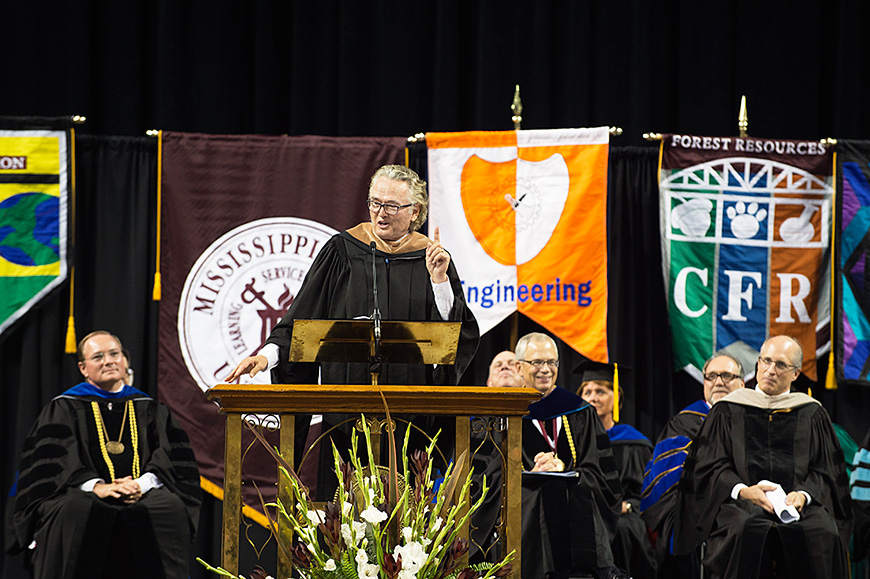 Ron Hall, co-author of MSU’s 2015 Maroon Edition common reading experience selection, “Same Kind of Different as Me,” shared life lessons with the Class of 2019 during the university’s second Freshman Convocation. 
