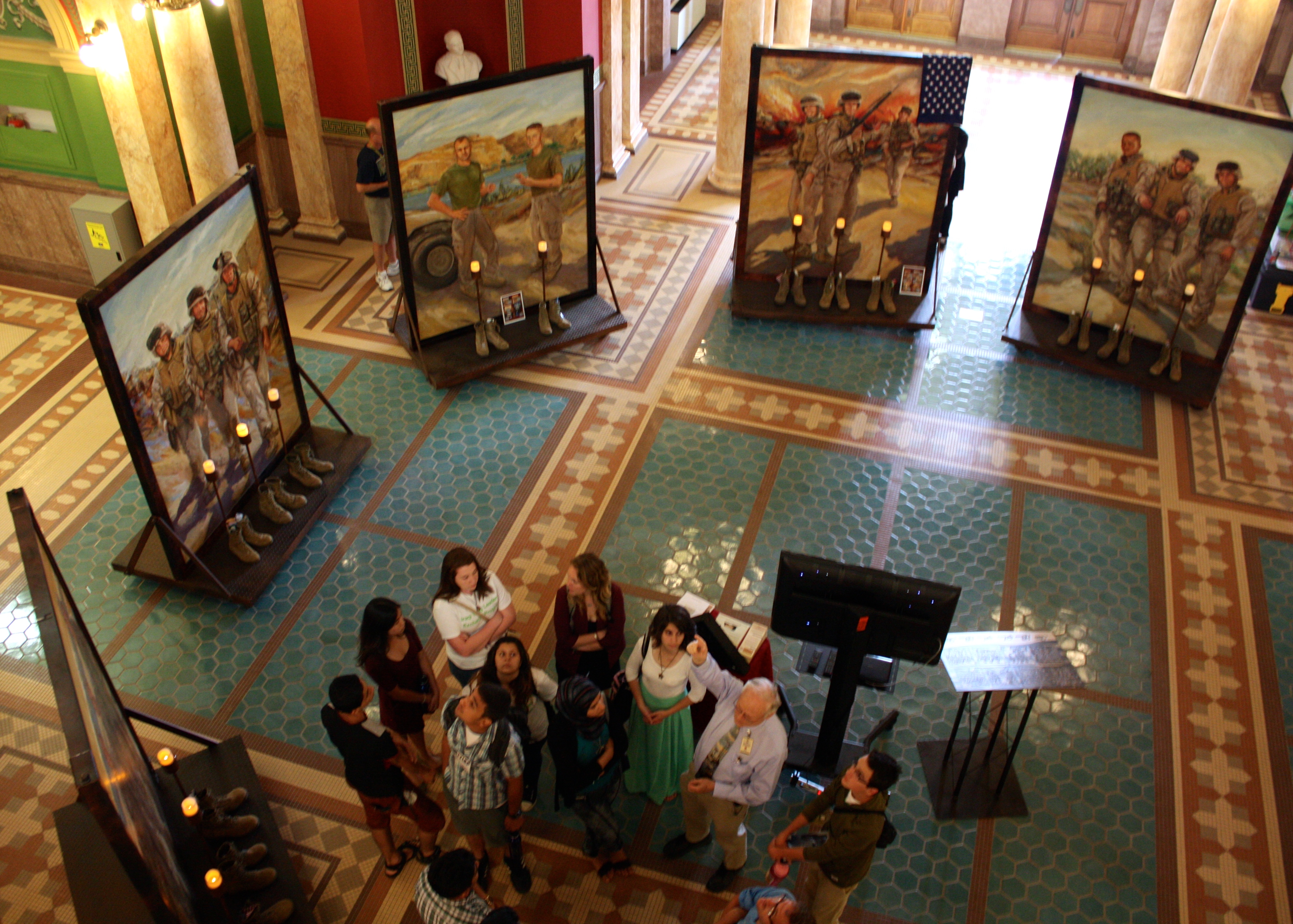 The Eyes of Freedom Memorial is on display March 23-27 at Mississippi State University in the Colvard Student Union art gallery. The life-size portraits are a memorial to 23 Marines killed in Iraq during a 2005 mission.