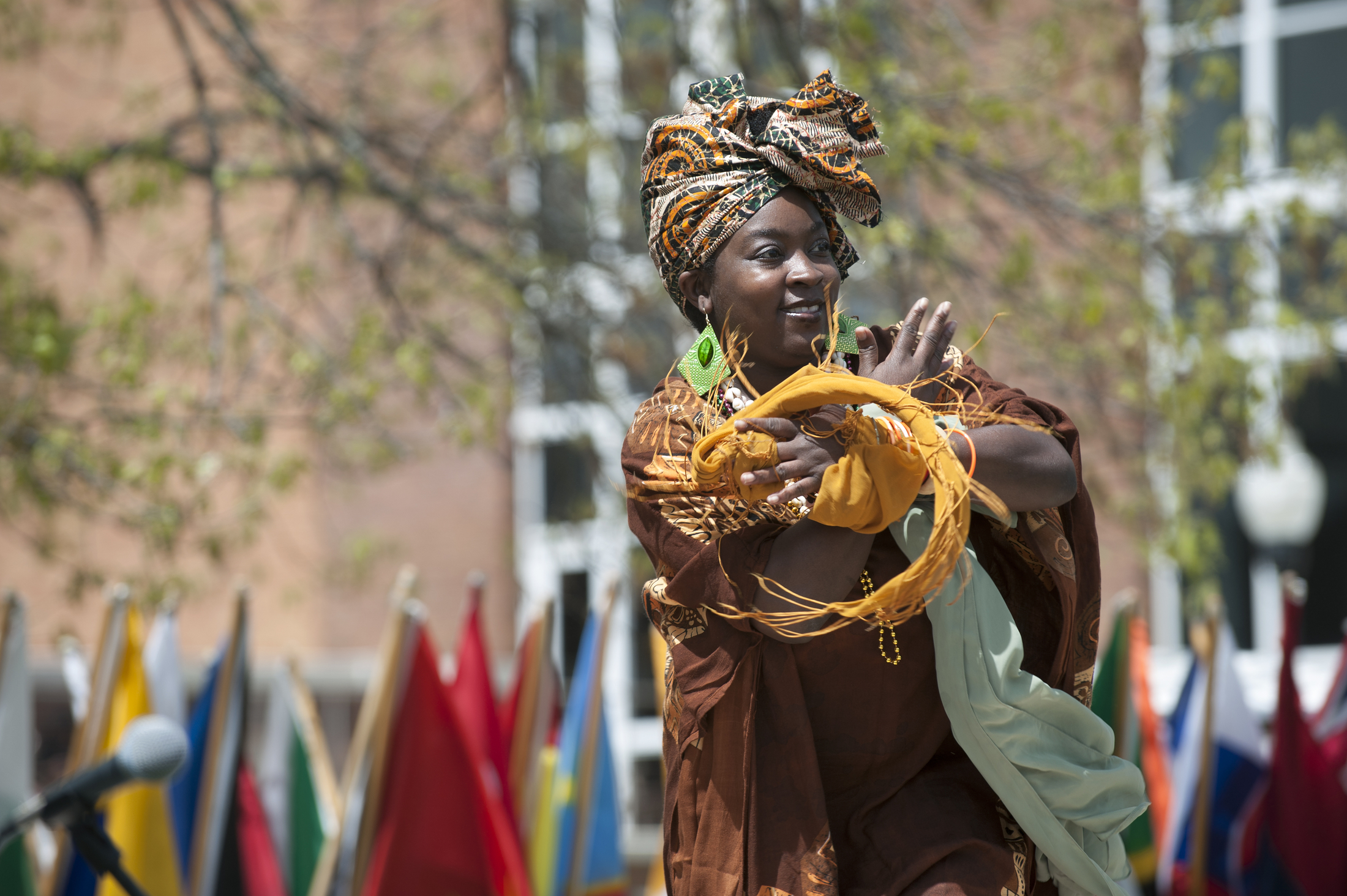 MSU's 25th annual International Festival takes place March 28. The traditional spring campus event, which last year (above) featured representatives of more than 20 nations, includes a parade of national flags, arts and crafts exhibits, costume displays, a wide range of indigenous food booths, and music and dance performances.
