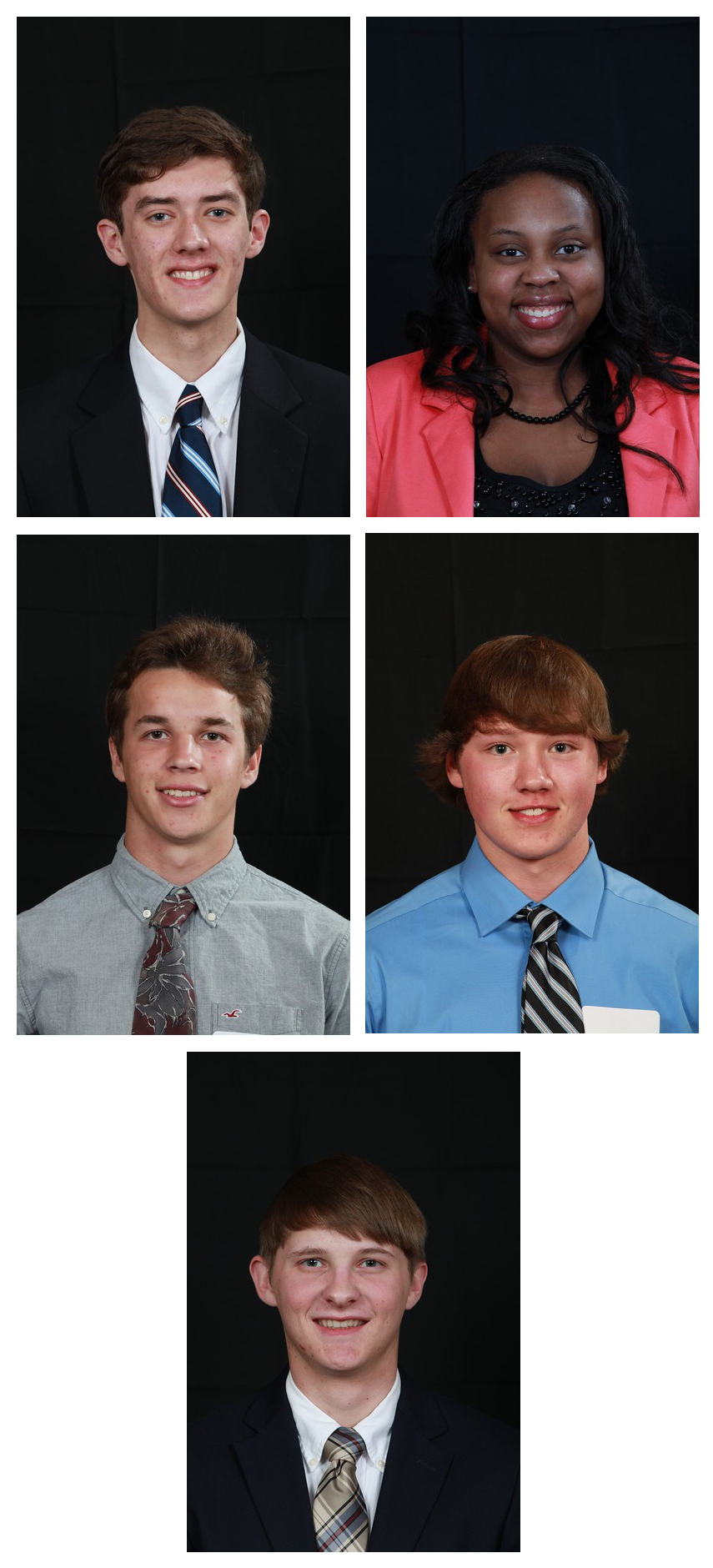 MSU's 2015-16 freshman Toyota-Haley Barbour Scholars include (l-r, top) Samuel Baker, Leslie Charleston, (middle) Christian Kingery, Sawyer Phillips and (bottom) Jacob South.