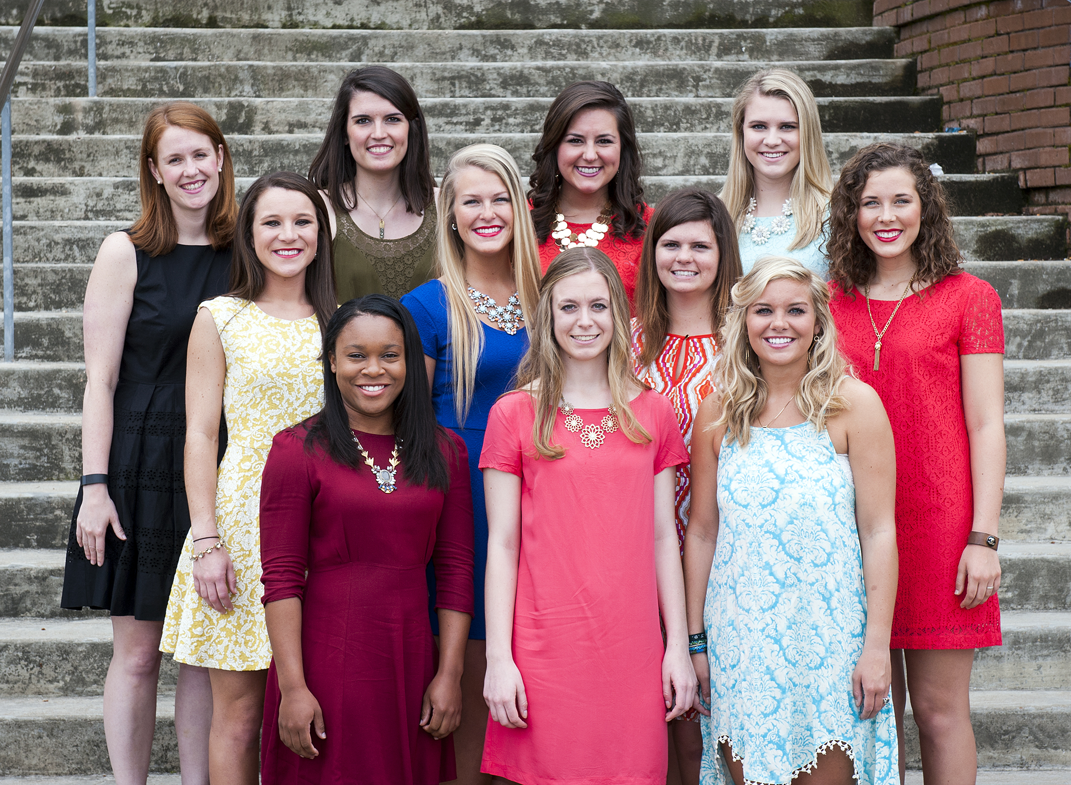 MSU Panhellenic members include (first row, l-r) Keri Jones, Greer Mangrum, Rachael Myers, (second) Grace Wegener, Katelyn Leake, Emily Ann Kirkland, Shelby Williams, (third) adviser Jackie Mullen, Emma Katherine Hutto, Haley Watters, and Jordan Brouwer.