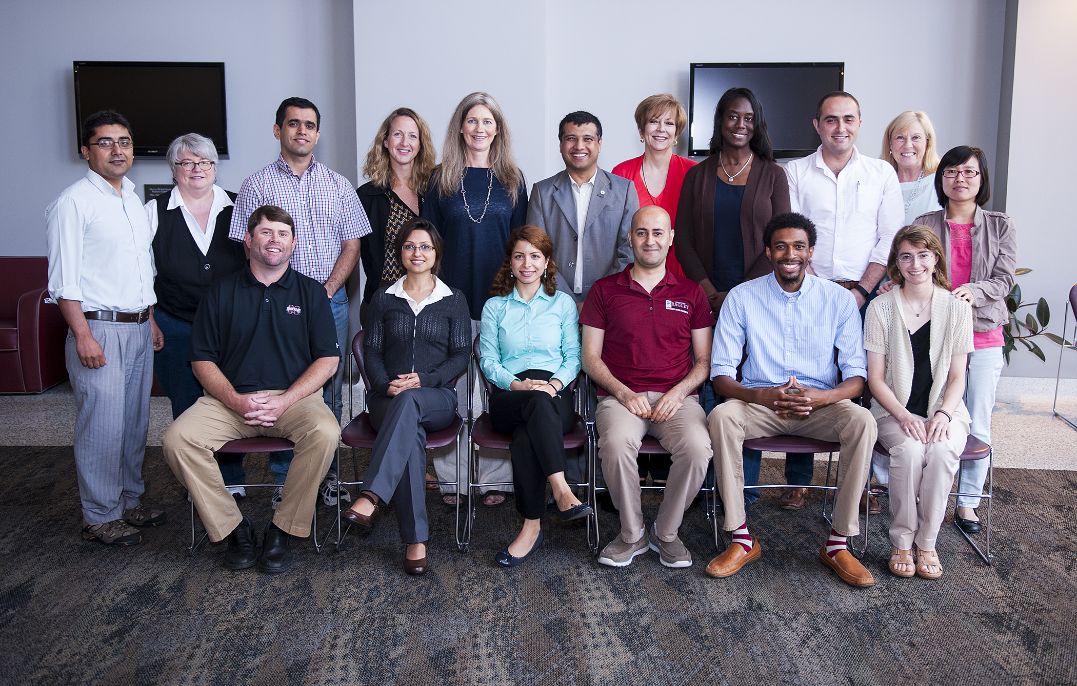 Celebrating the MSU Preparing Future Faculty program's recent graduation are (front, l-r) Daniel Chesser, Marta Amirsadeghi, Bahareh Kokabian, Eghbal Rashidi, Demarcus Thomas and Katie Collins; (rear, l-r): Puskar Khanal, program instructor Deborah Lee, Shahriar Shahrokhabadi, program coordinator Meghan Millea, Roslyn Miller, Nava Subedi, instructor Rebecca Long, Erika Womack, Hasan Tekedar, program associate Margaret McMullen and Yan Luo. Not pictured are graduates Vivek Dixit and Raju Pokharel and program instructor Lori Bruce.