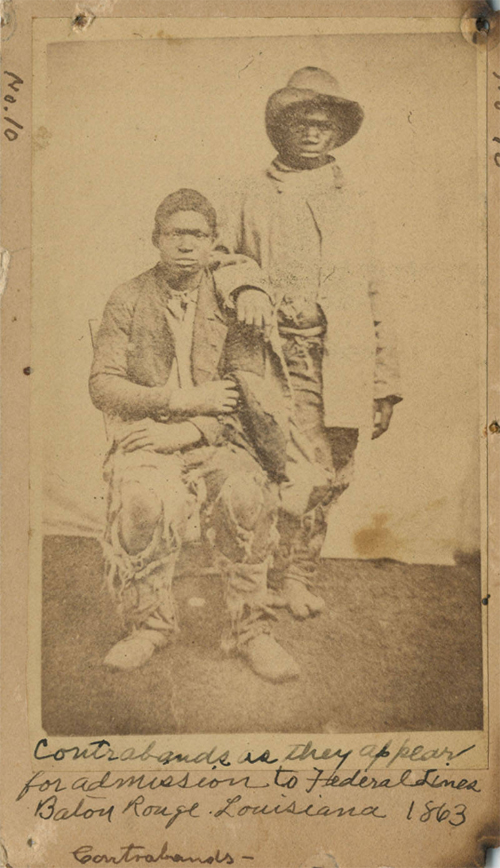 A historic photograph of two fugitive slaves that crossed into Union army lines in 1863.
