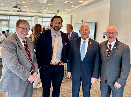 Attending “The Intersection of Agriculture and Competitive Statecraft,” are, from left, Mississippi State University Vice President of Agriculture, Forestry and Veterinary Medicine Keith Coble; Arizona State University Managing Director of Strategic Initiatives and Senior Advisor to the President Ryan Shaw; Sen. Roger Wicker; MSU Provost and Executive Vice President David Shaw. 