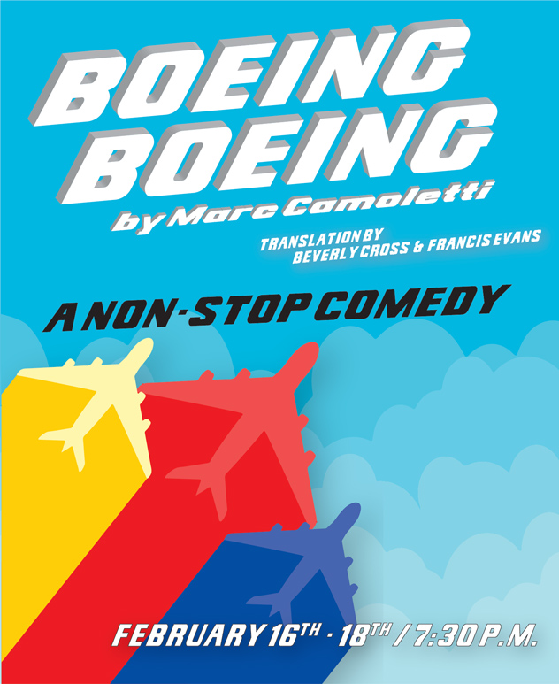 Theatre MSU’S 53rd season continues Thursday-Saturday [Feb. 16-18] at 7:30 p.m. with laugh-out-loud performances of “Boeing, Boeing” on the university’s McComas Hall main stage. General admission tickets are $10 and may be purchased at the door prior to each performance or in advance online. Group rates are available upon request. (Graphic submitted by Cody Stockstill)