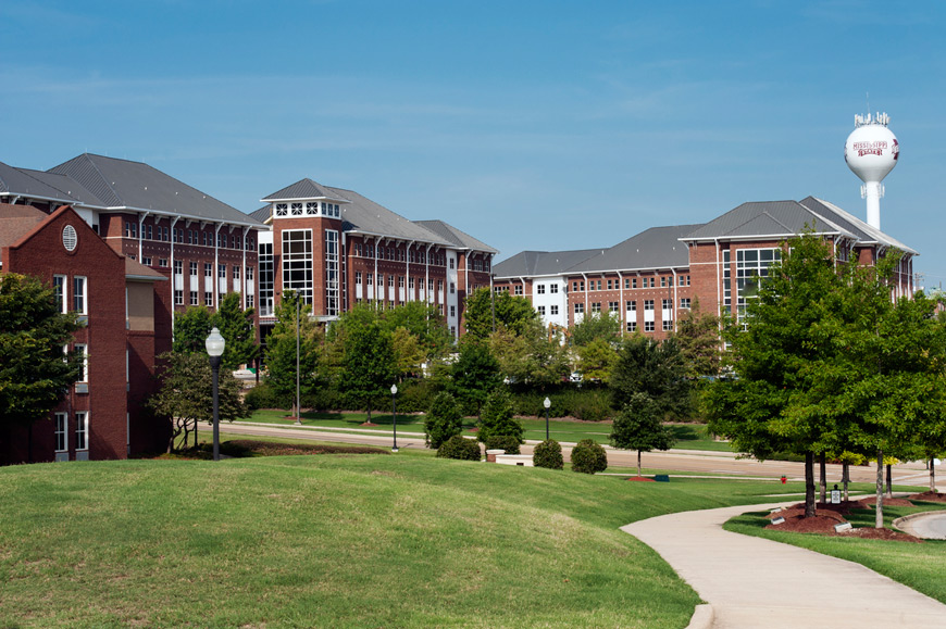 Progress continues on many capital improvement projects at Mississippi State University. During MVNU2MSU on Aug. 6, students will move into two new residence halls on the north side of campus, Earnest W. and Mary Ann Deavenport Hall and Dogwood Hall. (Photo by Megan Bean)