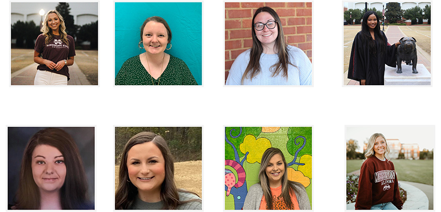 A photo collage of eight outstanding teacher interns