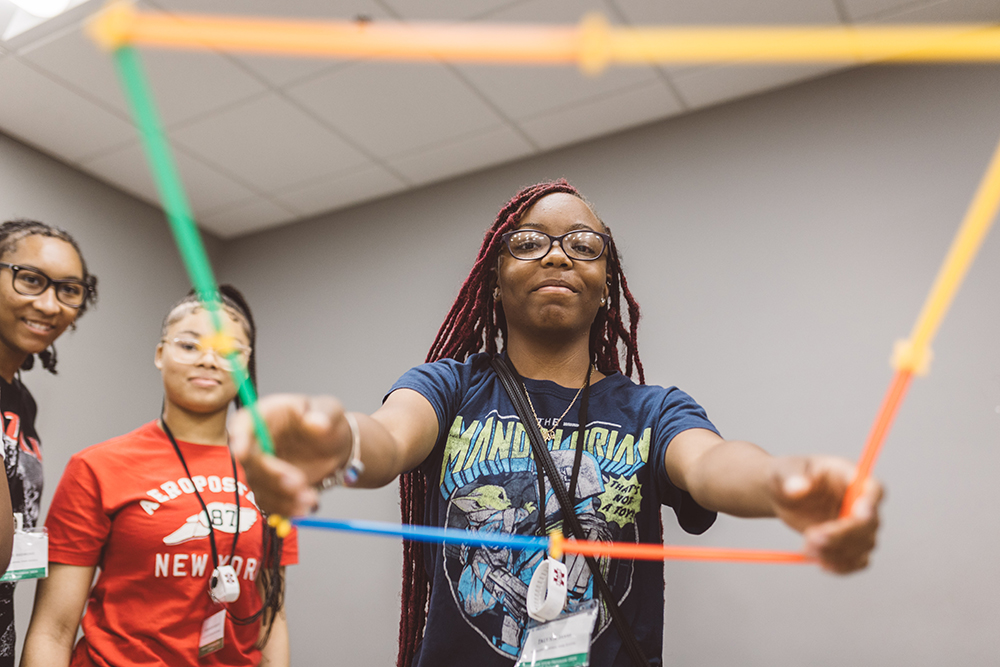 A high school student participates in a Global Teaching Partnership program.