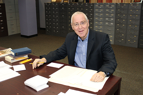 Pulitzer Prize winning author Ron Chernow conducts research for his biography on Ulysses S. Grant during a 2014 visit to the Ulysses S. Grant Presidential Library at Mississippi State University. (Photo by Randall McMillen) 