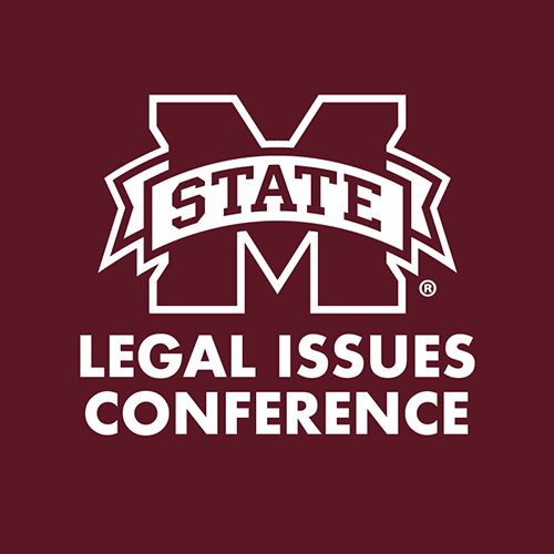 Maroon and white logo for MSU's Legal Issues Conference