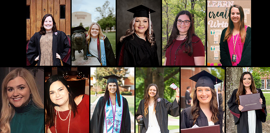 Portraits of the MSU College of Education Spring 2021 Outstanding Teacher Interns in two horizontal rows