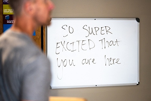 A sign greets students during MVNU2MSU 2023.