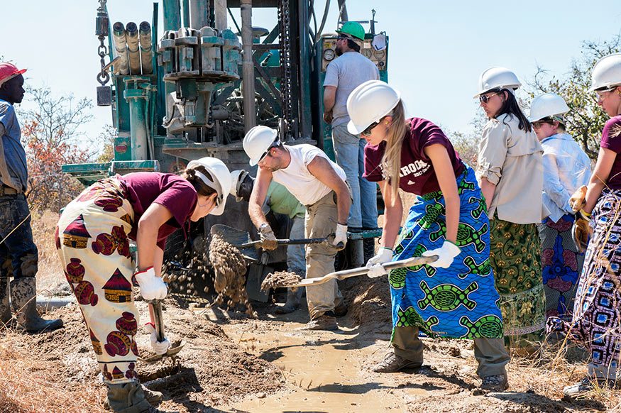 MSU’s chapter of Engineers Without Borders implemented nine water wells in Simwatachela, Zambia, providing sources of clean drinking water to approximately 10,000 people in rural communities. (Photo by Beth Wynn)