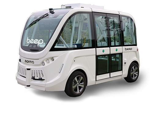 Pictured is a concept of the type of Beep autonomous electric shuttle that will debut at MSU this fall.