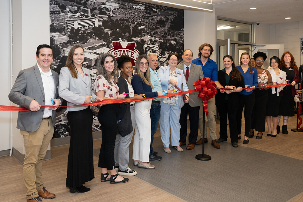 Faculty, staff and students celebrate the opening of the Mississippi State Psychology Clinic’s new location in Rice Hall Friday [Aug. 30].