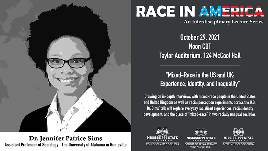 Race in America lecture series event poster featuring Jennifer Patrice Sims
