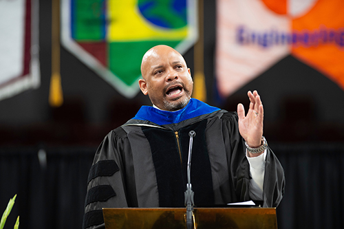 Al Rankins Jr., Commissioner of Higher Education, Mississippi Institutions of Higher Learning, pictured during MSU commencement ceremonies in 2018, will be the keynote speaker during the university’s upcoming Fall Convocation. 