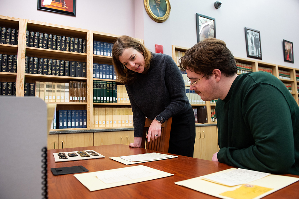 Anne Marshall shows off new Grant Library collection