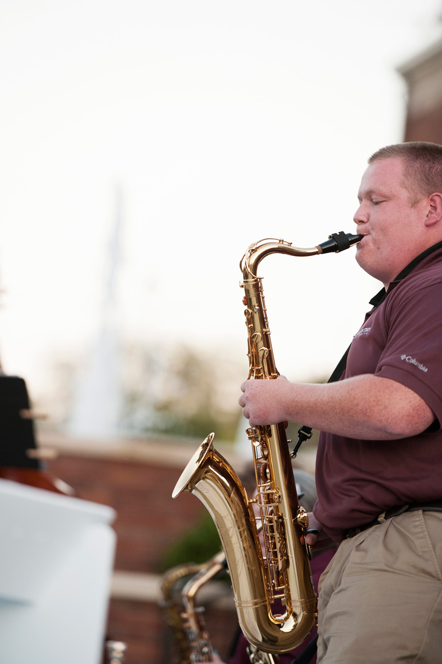 Charles E. “Charlie” Sorto, a senior music education major from Pontotoc, performs at the Starkville-MSU Symphony Orchestra’s annual Jazz at Renasant concert last year. (Photo by Megan Bean)