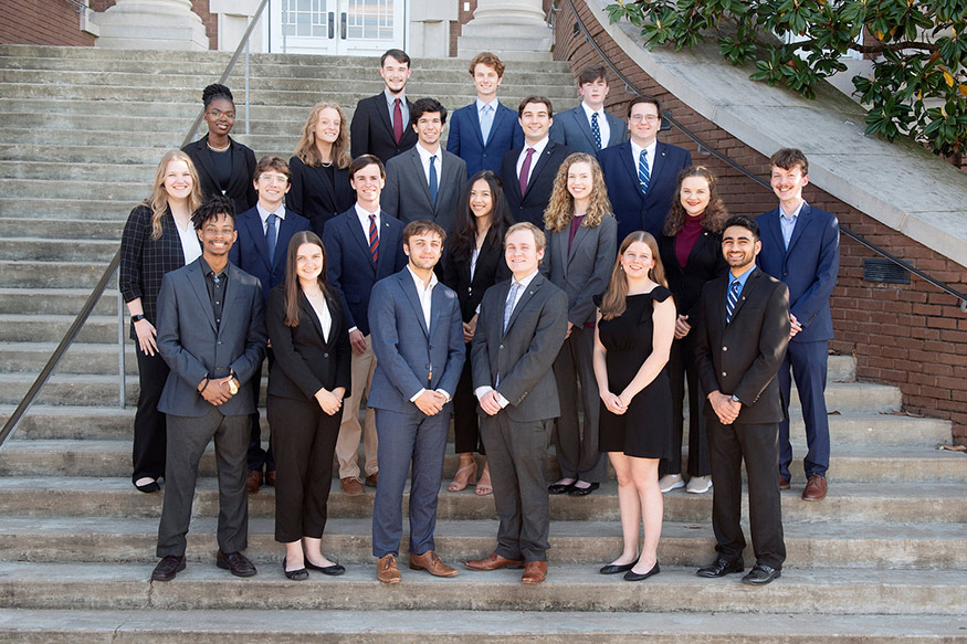 Speech and Debate Council members pictured on the steps of Lee Hall