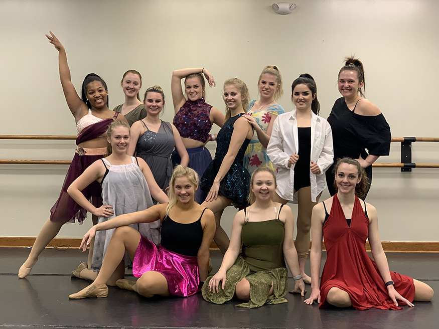 Mississippi State’s Terpsichore Dance Theater Company is presenting its annual spring show Friday [April 12] in Starkville. Current members include (front row, left to right) Madeline Martindale, Mary Gardner, Lindsey Downs, Cailin Sims (middle, l-r) Zikiya Carter, Chandler McDaniel, Mikayla Poindexter, Katie Belle Raymond; (back row, left to right) Lindsey Roberts, Laura Sullivan, Abby Akins and Skylar Baldwin. (Photo submitted)
