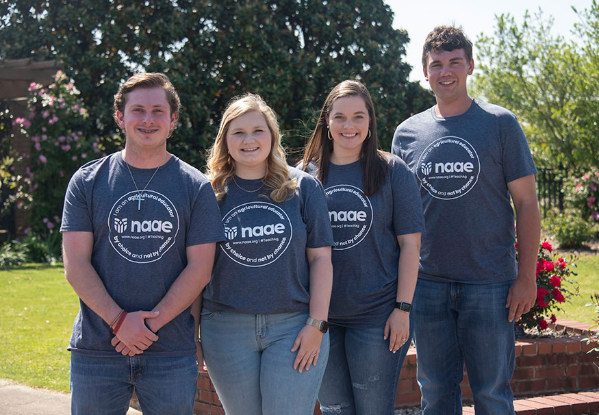 MSU students selected for a prestigious Future Agriscience Teacher Symposium include, from left, Curt Todd of Meridian; Katherine Berryhill of Mobile, Alabama; Kallie Wallace of State Line; and Carson Littleton of Jemison, Alabama. 