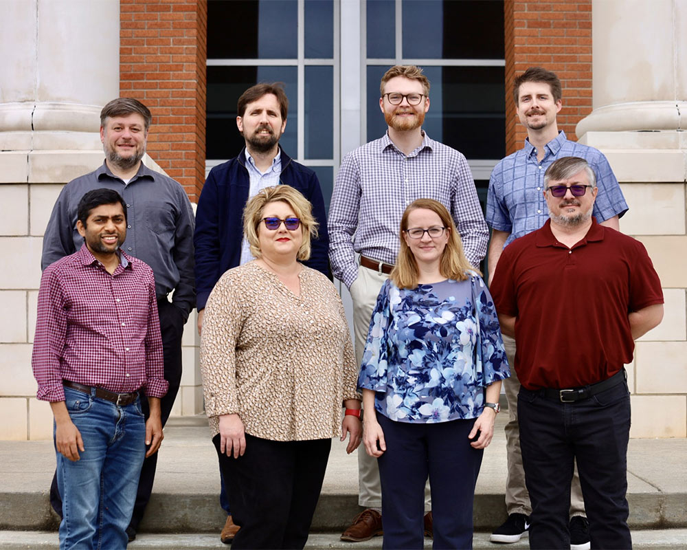 The 2023 graduates of Mississippi State’s Graduate Certificate for Data Science Pedagogy program include Jones College employees, front row, left to right, Bharath Kandula, Kelly Robinson, Julie Atwood and Carson Atwood; back row, left to right, Clint McMullan, Eric Shows, Jon Ryan Fennell and Ty Walters. 