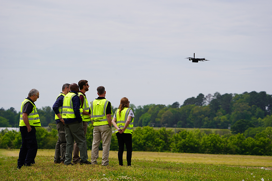 A team of first responders looks on during a UAS demonstration