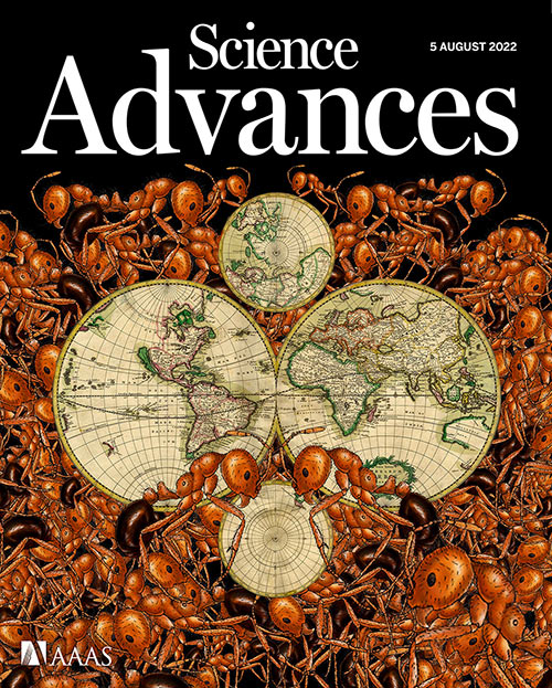 Cover of Science Advances, featuring art art design by Joe MacGown