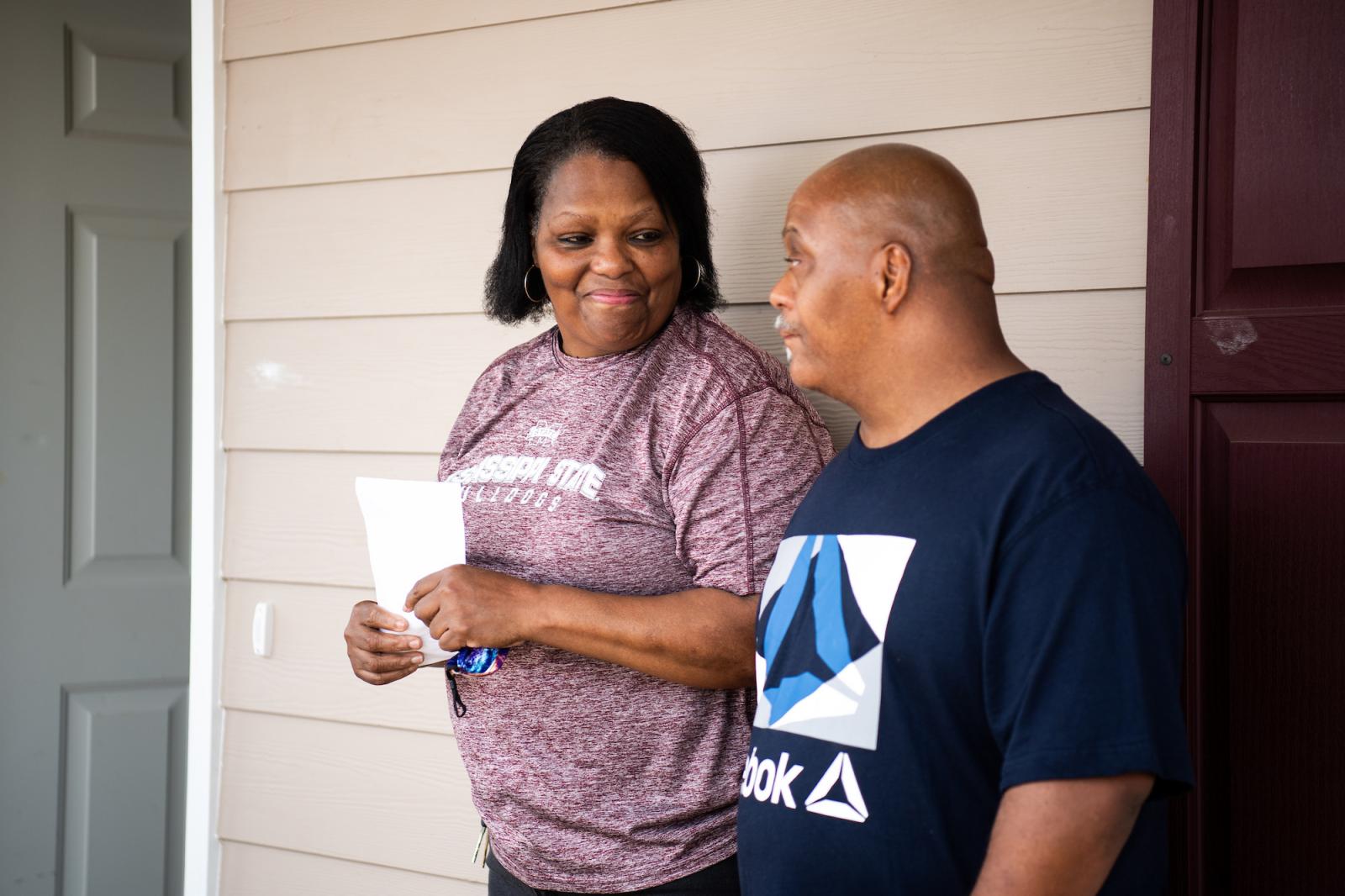 Twana Hubbard looks at her brother Rico