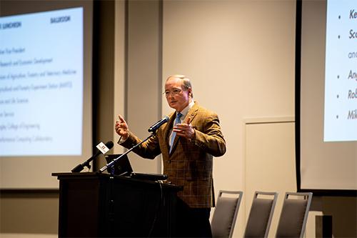 MSU President Mark E. Keenum gives remarks at the 4th Annual AI in Agriculture and Natural Resources Conference